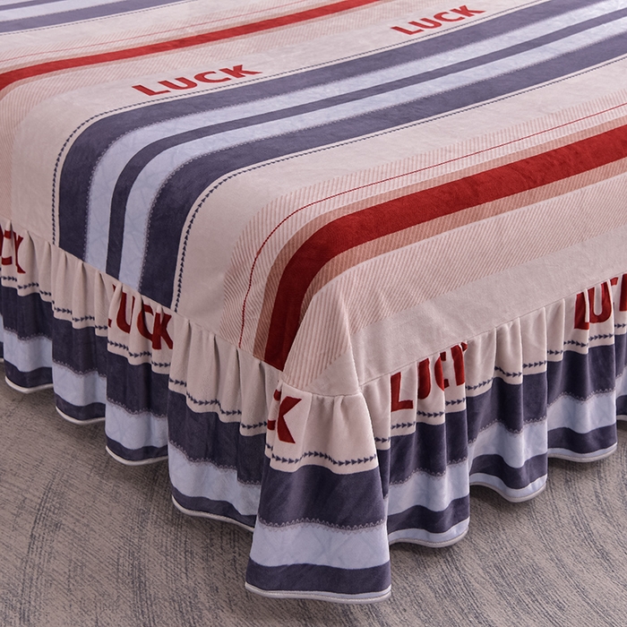 91家纺网 家纺一手货源 找家纺 佳品居 2025新款8斤床裙款牛奶绒四件套 时光印象