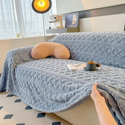 91家纺网 家纺一手货源 找家纺 （总）可恩欣 2025新款高克重加厚塔芙绒立体提花沙发毯【跨境供货】可真空压缩