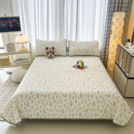 茉夕家纺 2024新款跑量款纯棉单面棉高温水洗床盖 萱草