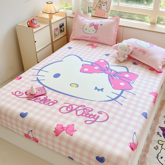 91家纺网 家纺一手货源 找家纺 博雅 2024新款三丽鸥全棉大版印花床笠系列 全棉大版-俏皮KT