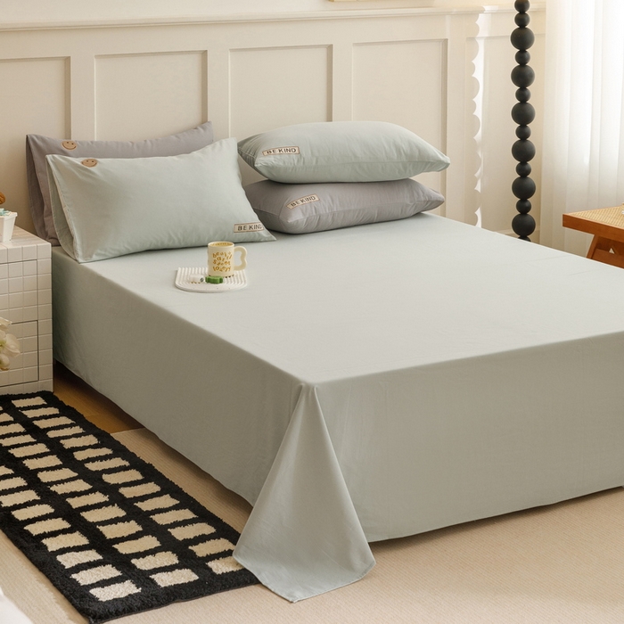 91家纺网 家纺一手货源 找家纺 艾莱家纺 2024新款全棉柔顺磨毛立体刺绣四件套--笑脸-星语 笑脸-绿色