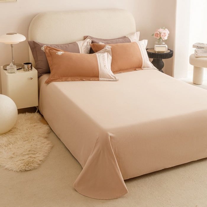 91家纺网 家纺一手货源 找家纺 艾莱家纺 2024新款A类长绒棉条纹提花加厚柔顺磨毛四件套--锦秋系列 锦秋-焦糖色