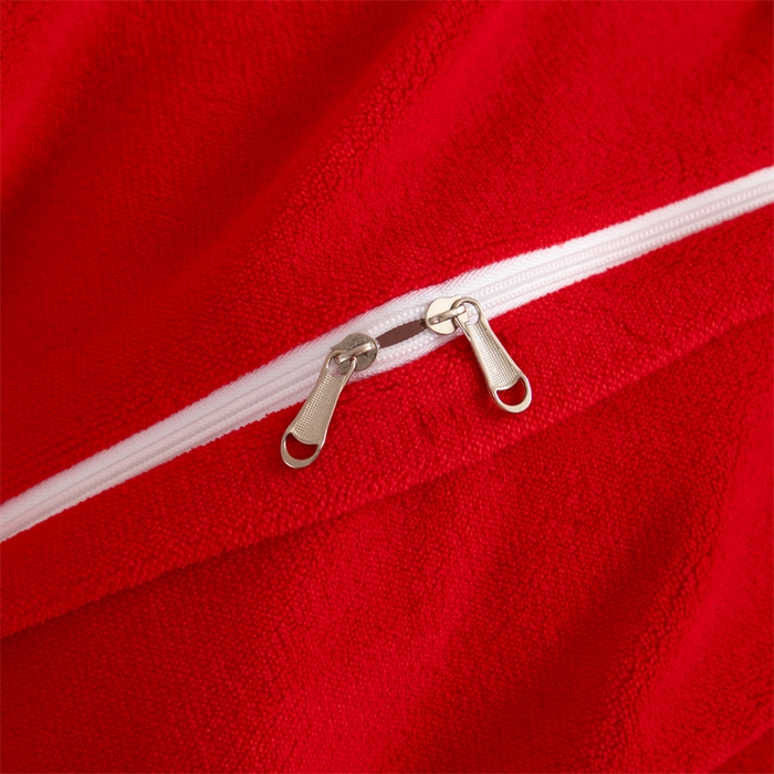 91家纺网 家纺一手货源 找家纺 优姿家纺 2025新款全消光10斤牛奶绒宽边绣花保暖四件套 花季-大红