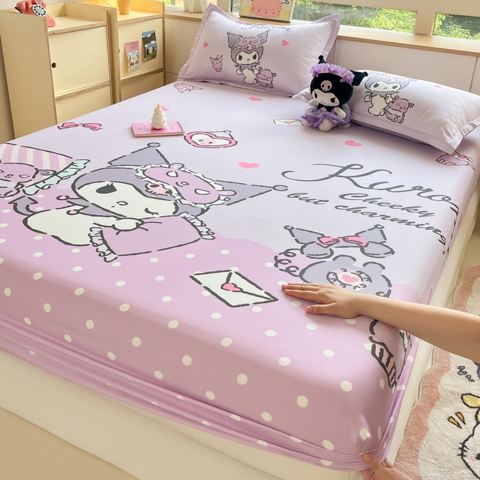 91家纺网 家纺一手货源 找家纺 博雅 2024新款三丽鸥全棉大版印花床笠系列 全棉大版-晚安库洛米