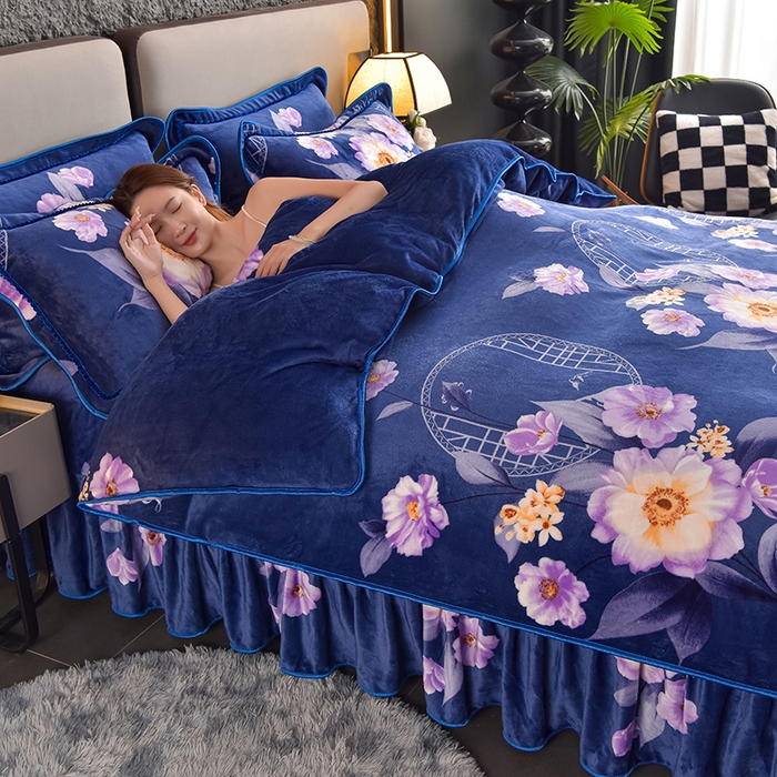 91家纺网 家纺一手货源 找家纺 佳品居 2025新款7斤牛奶绒四件套 镜花水月