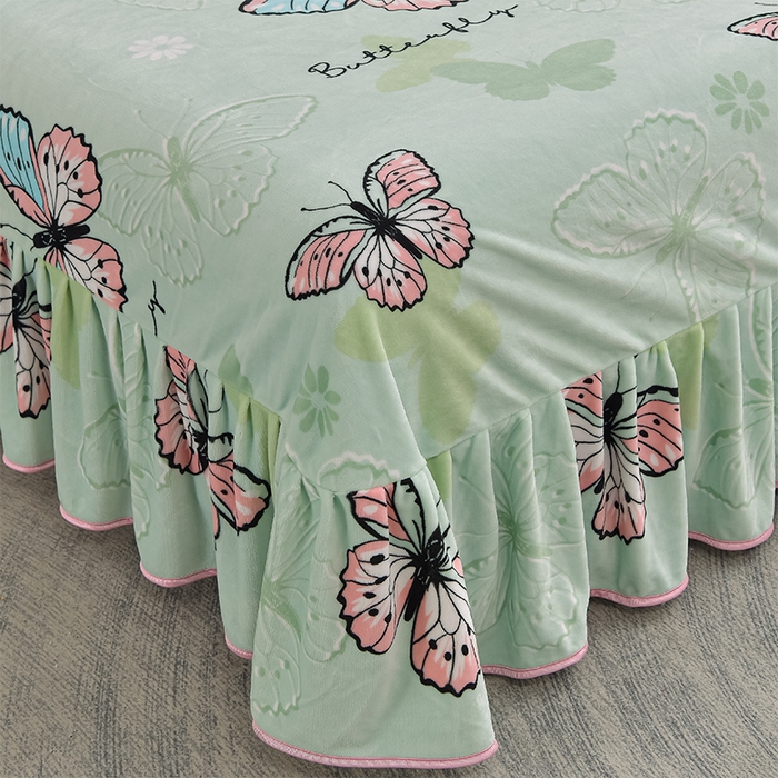 91家纺网 家纺一手货源 找家纺 佳品居 2025新款8斤床裙款牛奶绒四件套 翩翩起舞