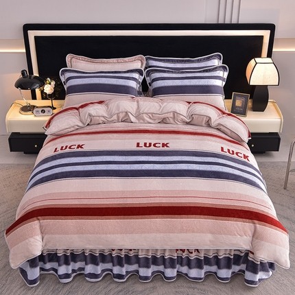 91家纺网 家纺一手货源 找家纺 佳品居 2025新款8斤床裙款牛奶绒四件套 时光印象