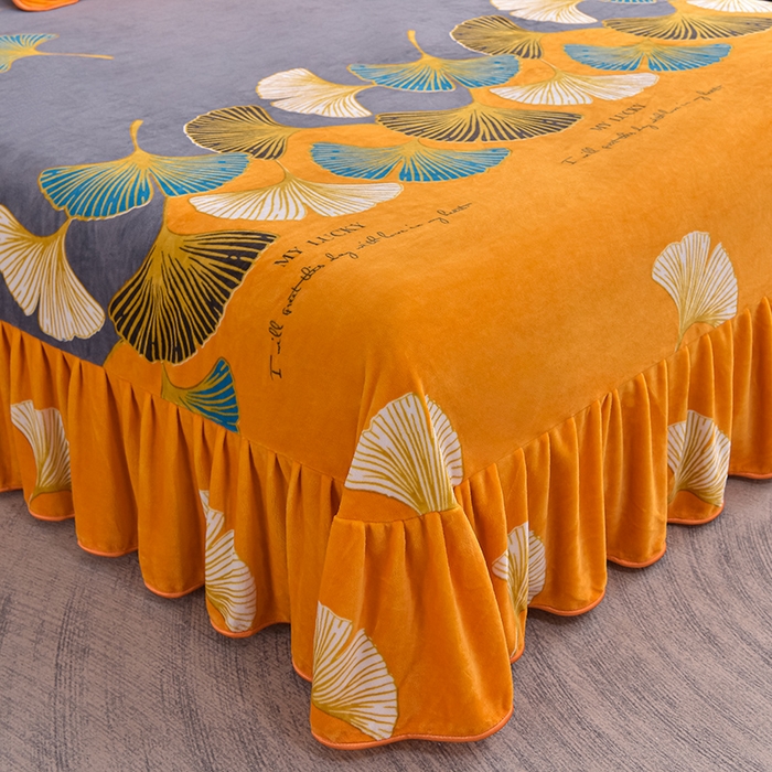 91家纺网 家纺一手货源 找家纺 佳品居 2025新款8斤床裙款牛奶绒四件套 幸福美满