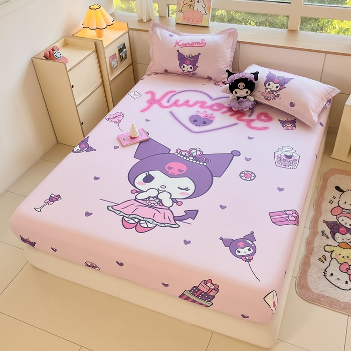 91家纺网 家纺一手货源 找家纺 博雅 2024新款三丽鸥全棉大版印花床笠系列 全棉大版-礼盒库洛米