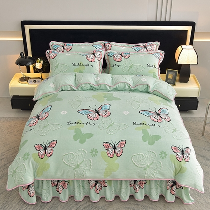 佳品居 2025新款8斤床裙款牛奶绒四件套 翩翩起舞