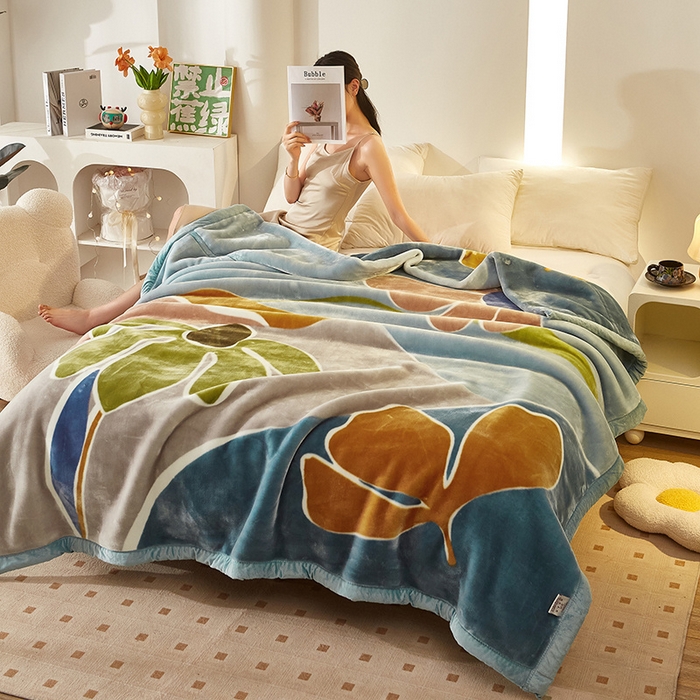 91家纺网 家纺一手货源 找家纺 新款拉舍尔毛毯4-12斤 803 蓝