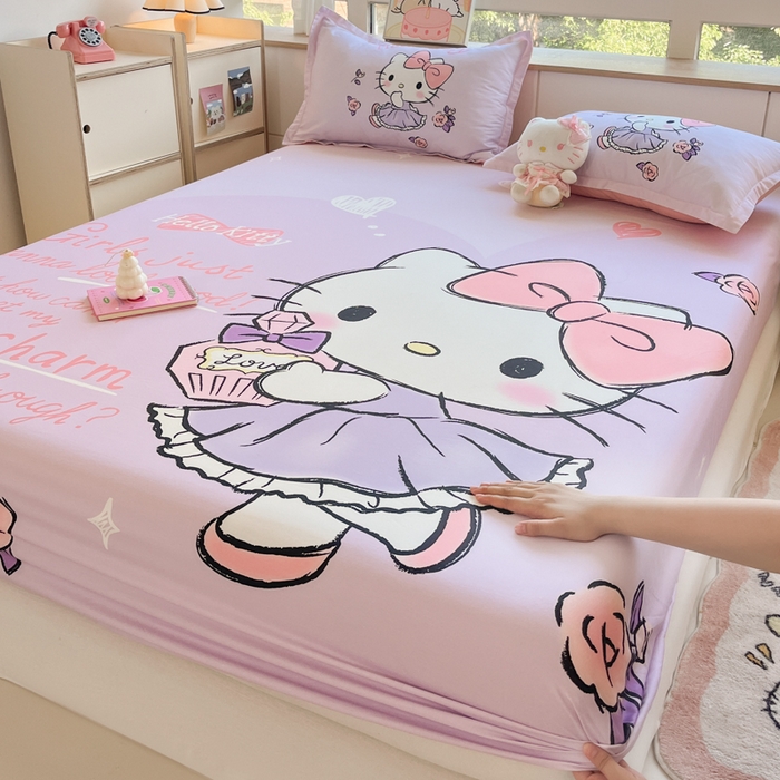 91家纺网 家纺一手货源 找家纺 博雅 2024新款三丽鸥全棉大版印花床笠系列 全棉大版-香香KT