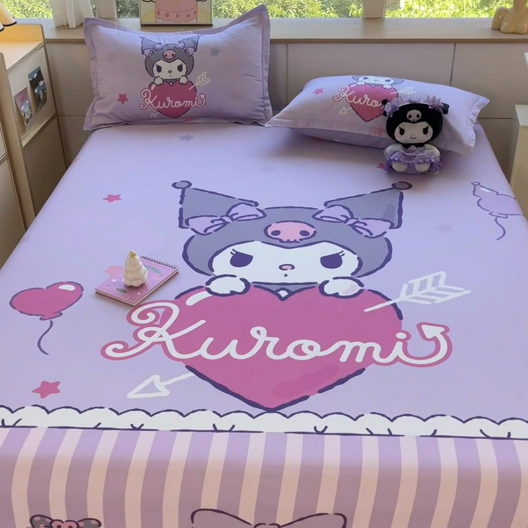 91家纺网 家纺一手货源 找家纺 博雅 2024新款三丽鸥全棉大版印花床笠系列 全棉大版-甜心库洛米