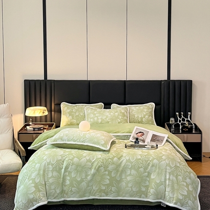 91家纺网 家纺一手货源 找家纺 诺梵 2025新款立体雕花绒四件套_控价标准高于149，加大高于159 温莎-抹茶绿
