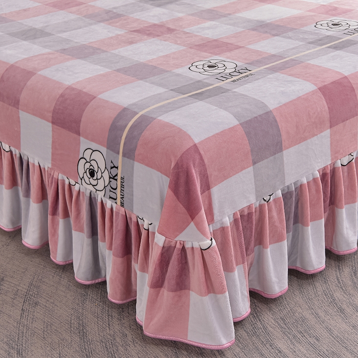 91家纺网 家纺一手货源 找家纺 佳品居 2025新款8斤床裙款牛奶绒四件套 情人结