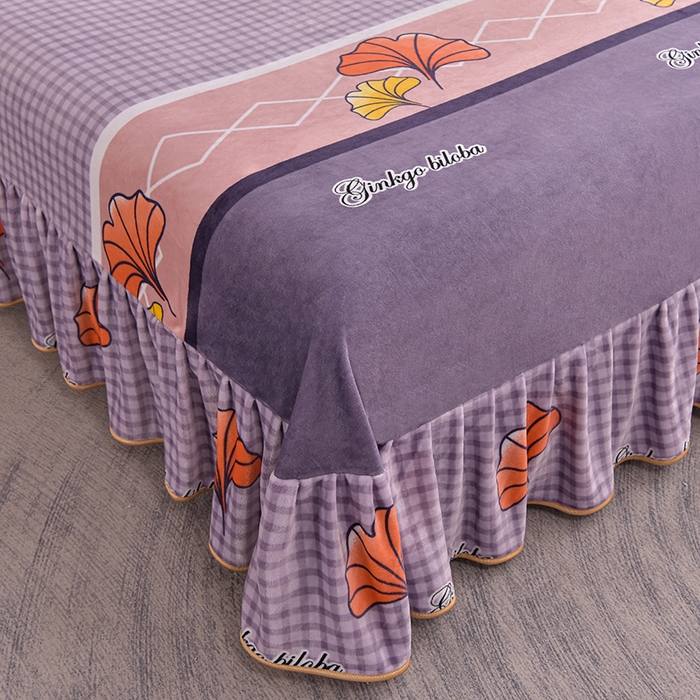 91家纺网 家纺一手货源 找家纺 佳品居 2025新款8斤床裙款牛奶绒四件套 幸运叶