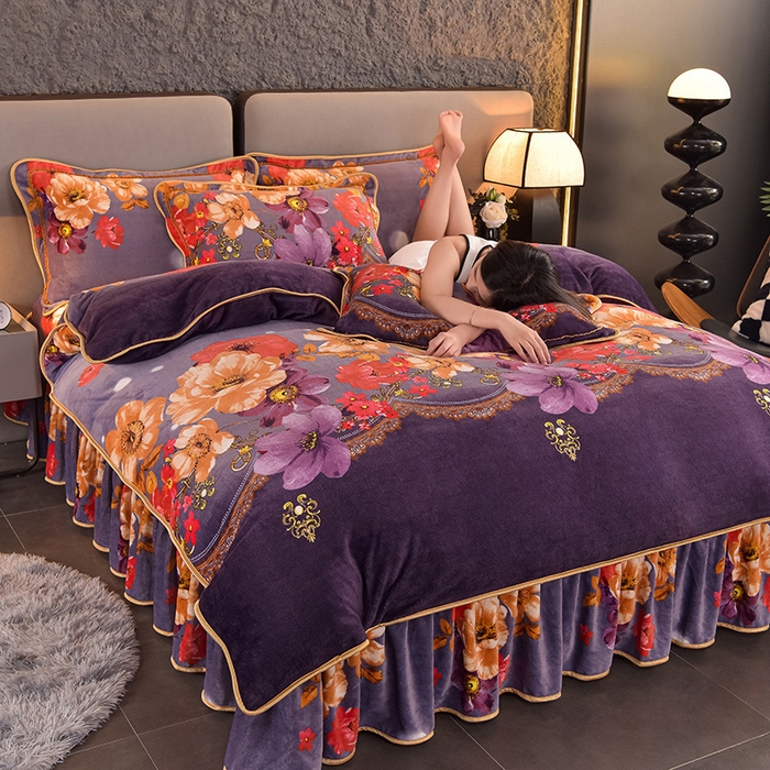 91家纺网 家纺一手货源 找家纺 佳品居 2025新款7斤牛奶绒四件套 富贵牡丹