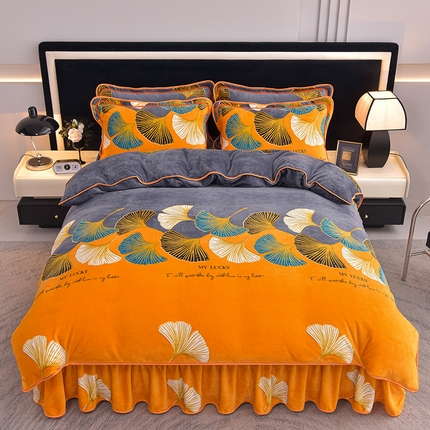 佳品居 2025新款8斤床裙款牛奶绒四件套 幸福美满