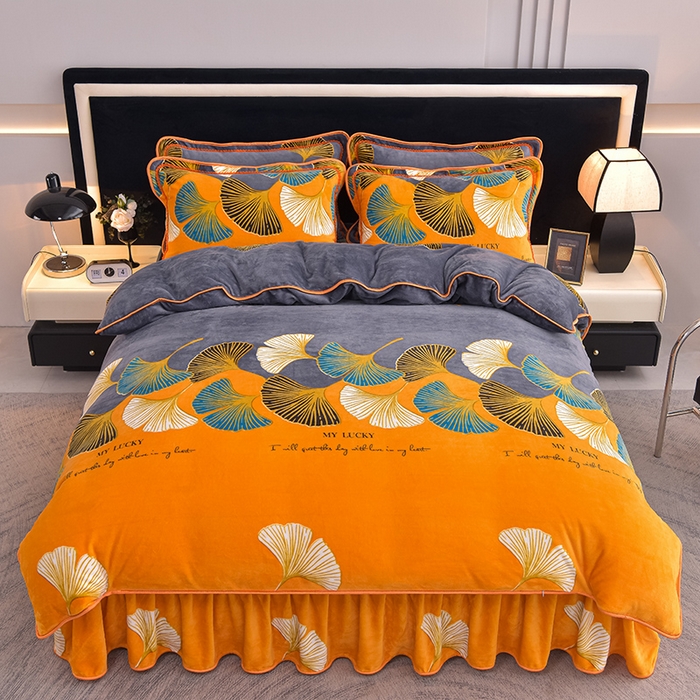 91家纺网 家纺一手货源 找家纺 佳品居 2025新款8斤床裙款牛奶绒四件套 幸福美满