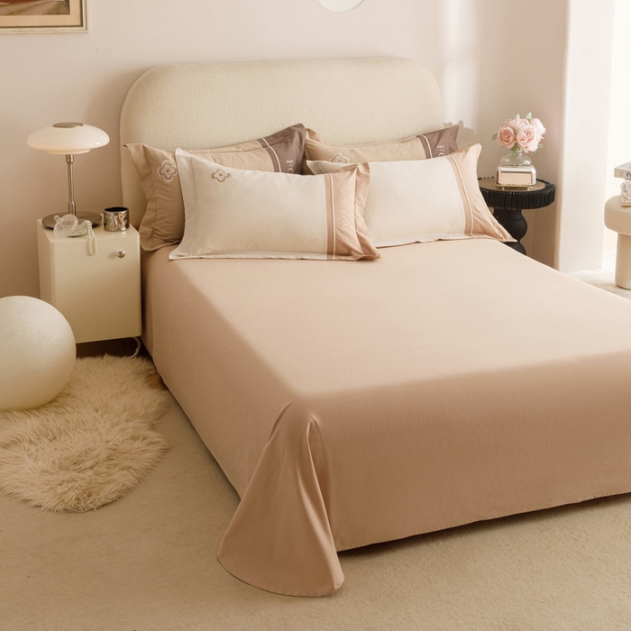 91家纺网 家纺一手货源 找家纺 艾莱家纺 2024新款A类长绒棉条纹提花加厚柔顺磨毛四件套--锦秋系列 锦秋-可可奶