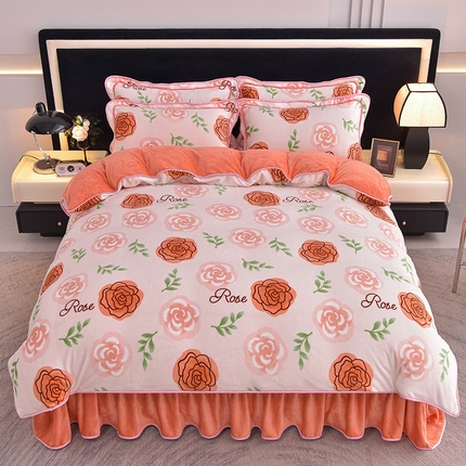 佳品居 2025新款8斤床裙款牛奶绒四件套 繁花