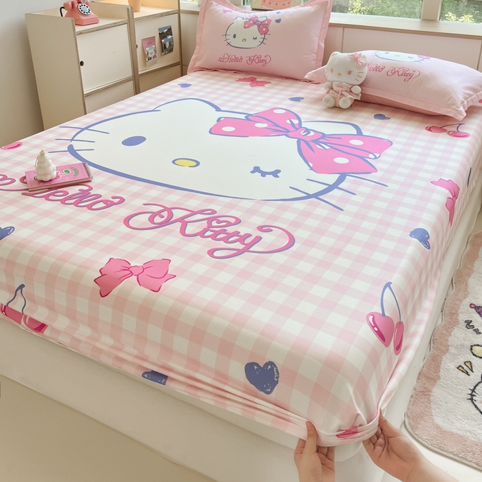 91家纺网 家纺一手货源 找家纺 博雅 2024新款三丽鸥全棉大版印花床笠系列 全棉大版-俏皮KT