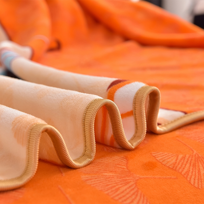 91家纺网 家纺一手货源 找家纺 佳品居 2025新款8斤床裙款牛奶绒四件套 叶语风情桔