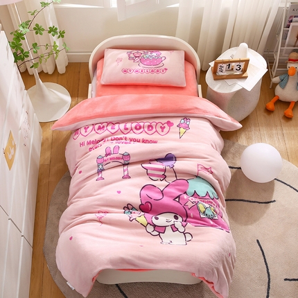 孩子王家纺 2024新款正版授权KT猫三丽鸥大版双面牛奶绒学生幼儿园系列三件套六件套多件套 甜甜美乐蒂