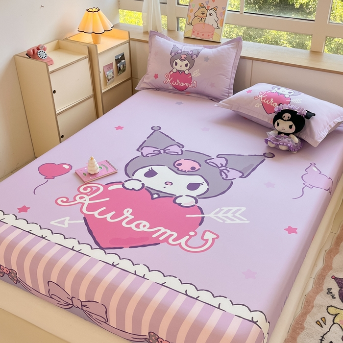 91家纺网 家纺一手货源 找家纺 博雅 2024新款三丽鸥全棉大版印花床笠系列 全棉大版-甜心库洛米