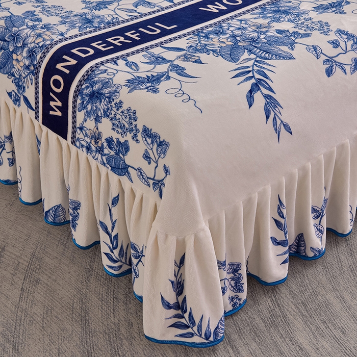 91家纺网 家纺一手货源 找家纺 佳品居 2025新款8斤床裙款牛奶绒四件套 恋佳人