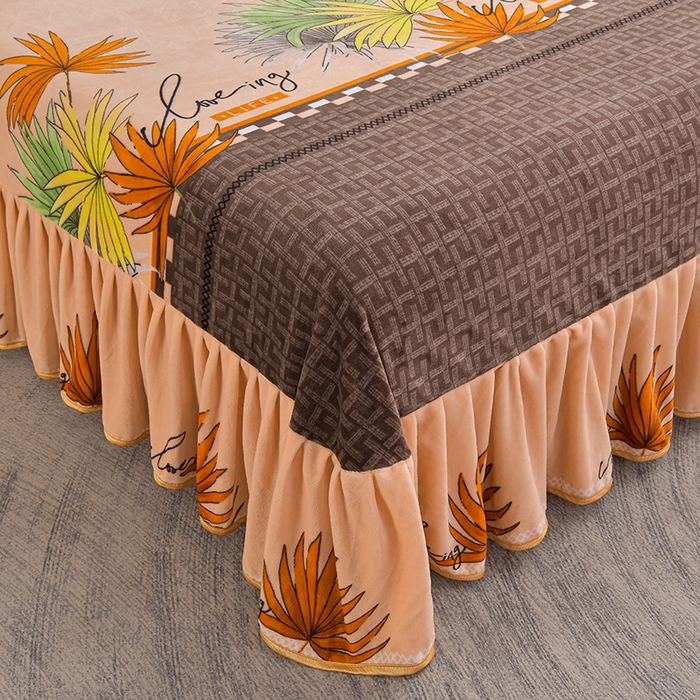 91家纺网 家纺一手货源 找家纺 佳品居 2025新款8斤床裙款牛奶绒四件套 秋意浓