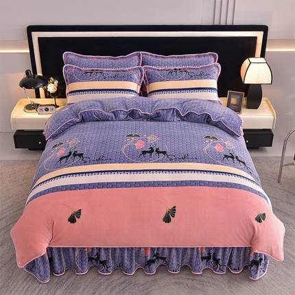 佳品居 2025新款8斤床裙款牛奶绒四件套 鹿之恋