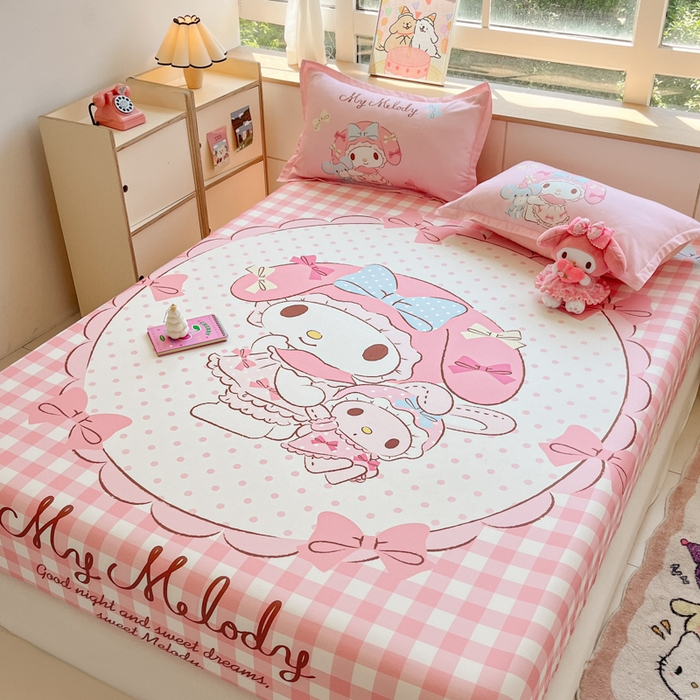 91家纺网 家纺一手货源 找家纺 博雅 2024新款三丽鸥全棉大版印花床笠系列 全棉大版-玩偶美乐蒂