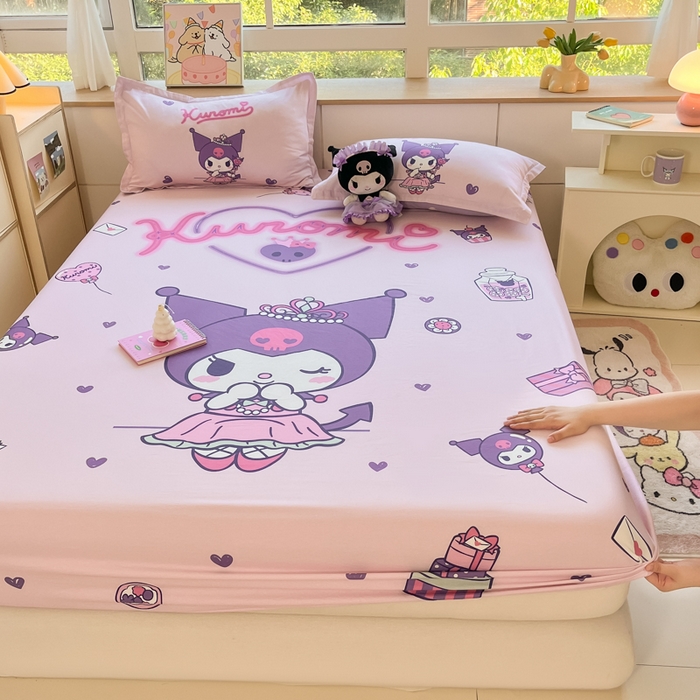 91家纺网 家纺一手货源 找家纺 博雅 2024新款三丽鸥全棉大版印花床笠系列 全棉大版-礼盒库洛米