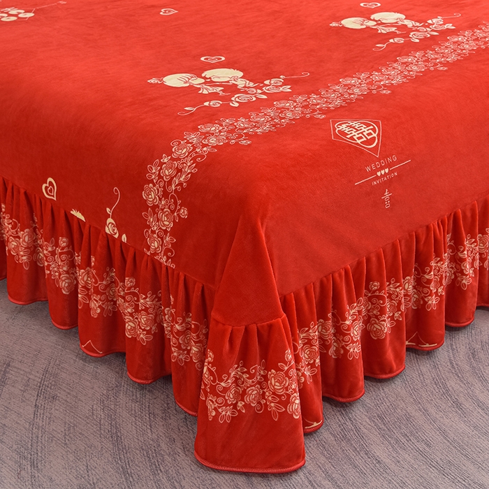 91家纺网 家纺一手货源 找家纺 佳品居 2025新款8斤床裙款牛奶绒四件套 山盟海誓