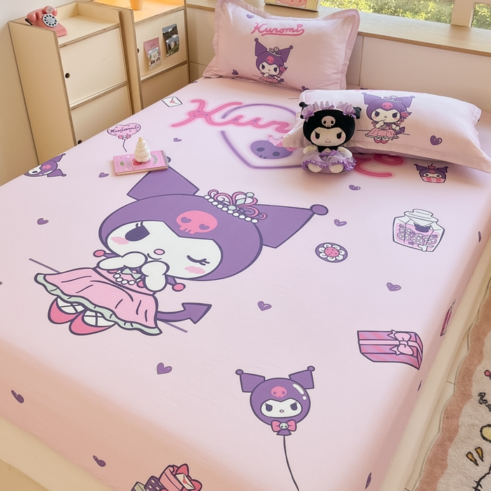 91家纺网 家纺一手货源 找家纺 博雅 2024新款三丽鸥全棉大版印花床笠系列 全棉大版-礼盒库洛米