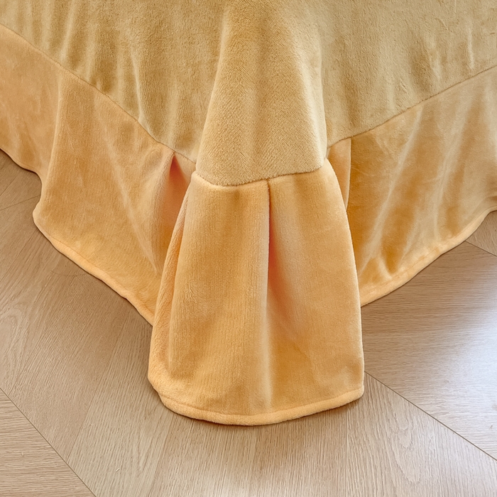 91家纺网 家纺一手货源 找家纺 绘萱家居 2025新款高克重雕花雕印纯色牛奶绒四件套双拼法莱绒珊瑚绒 华夫格-奶白橙