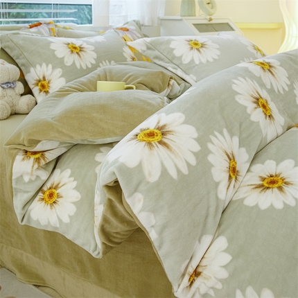 91家纺网 家纺一手货源 找家纺 锦罗绣 2024新款加厚牛奶绒四件套印花四件套单被套 妆梦