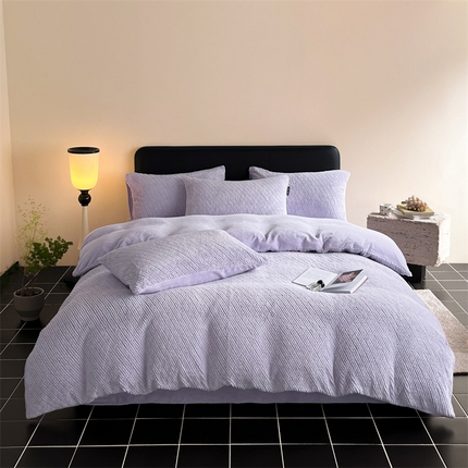 91家纺网 家纺一手货源 找家纺 星座家纺  2025新款泰迪绒提花牛奶绒四件套 香芋紫