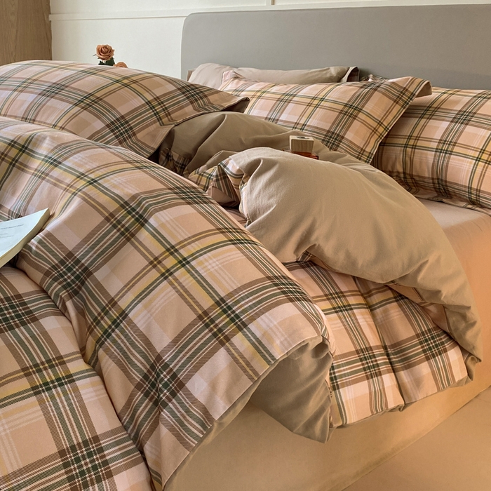 91家纺网 家纺一手货源 找家纺 涵宸家纺 2024新款亲肤全棉磨毛印花四件套--芬兰系列 冻柠茶