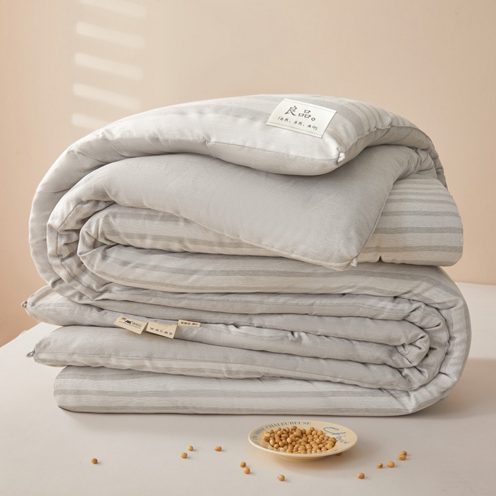 91家纺网 家纺一手货源 找家纺 荔禾家居 2024新款A类色拉绒无印贴标款大豆被子被芯 良品-浅云灰