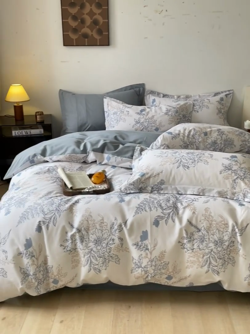 91家纺网 家纺一手货源 找家纺 涵宸家纺 2024新款亲肤全棉磨毛印花四件套--芬兰系列 1蓝调