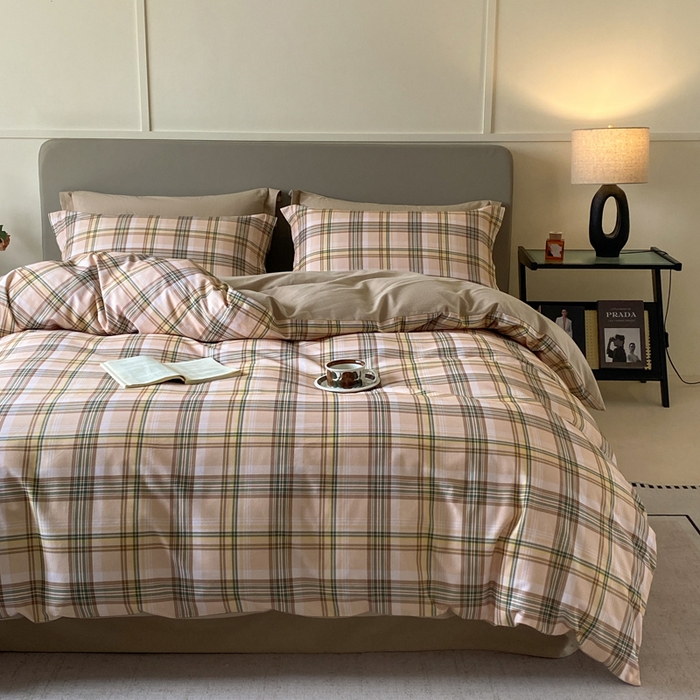 91家纺网 家纺一手货源 找家纺 涵宸家纺 2024新款亲肤全棉磨毛印花四件套--芬兰系列 冻柠茶