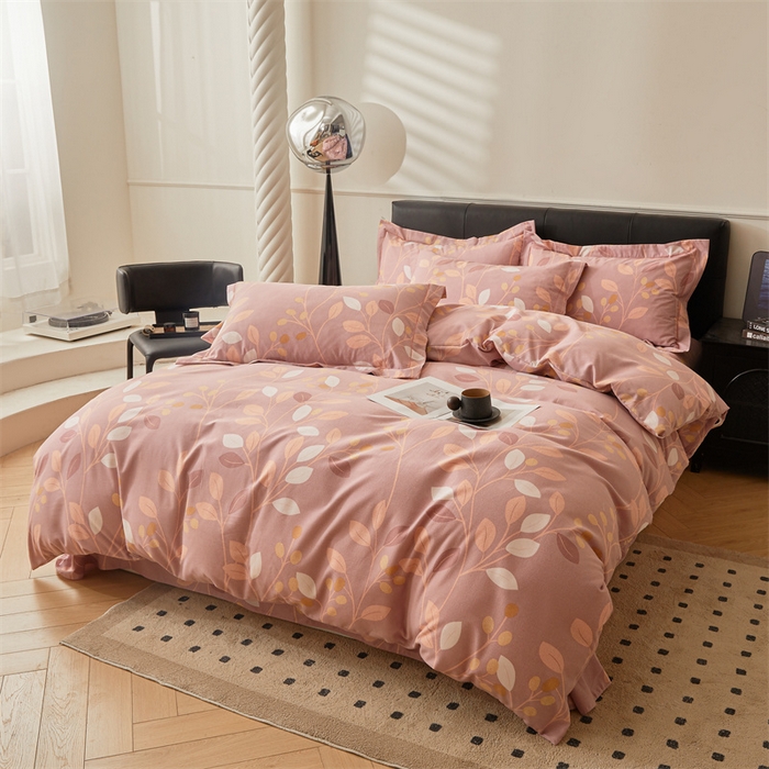 91家纺网 家纺一手货源 找家纺 缦彩 （支持一件定制）2024新款全棉被套加厚生态磨毛学生单被套纯棉被罩 温温晨语-粉