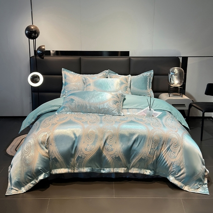 91家纺网 家纺一手货源 找家纺 （总）七夜居 2025新款欧式轻奢高精密色织贡缎提花四件套礼盒装