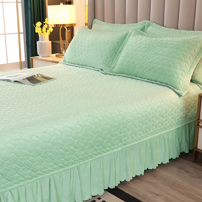 91家纺网 家纺一手货源 找家纺 芸锦豪 2024新款宝宝绒床盖 嫩绿