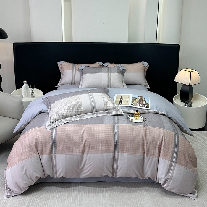 91家纺网 家纺一手货源 找家纺 2024新款A类全棉磨毛数码印花系列四件套 彼斯堡咖