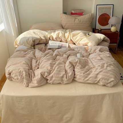 91家纺网 家纺一手货源 找家纺 蜜宿 2025新款全棉色织提花四件套-秋月系列 秋月-咖