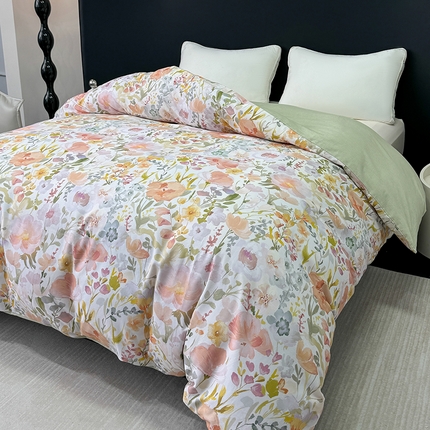 91家纺网 家纺一手货源 找家纺 2024新款A类全棉磨毛数码印花系列单被套 春日油彩米