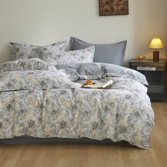 91家纺网 家纺一手货源 找家纺 涵宸家纺 2024新款亲肤全棉磨毛印花四件套--芬兰系列 月下蔷薇